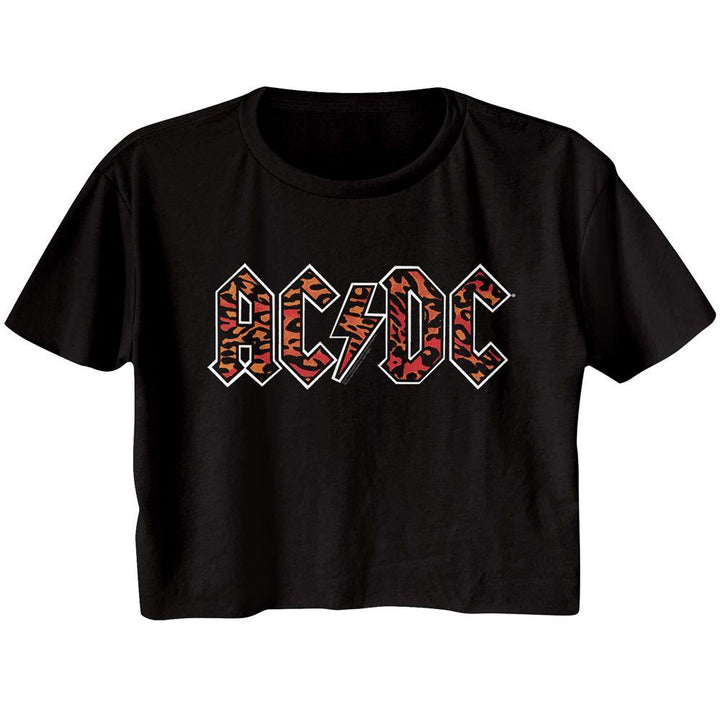 AC/DC - Leopard Print Womens Crop Tee - HYPER iCONiC