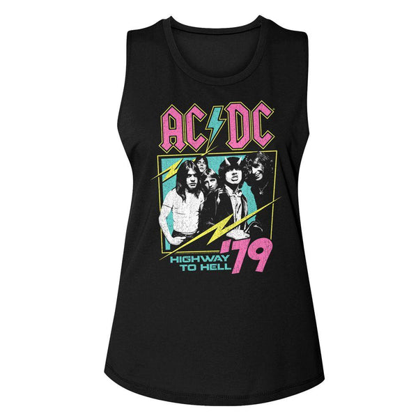 AC/DC - Neon Highway Womens Muscle Tank Top - HYPER iCONiC