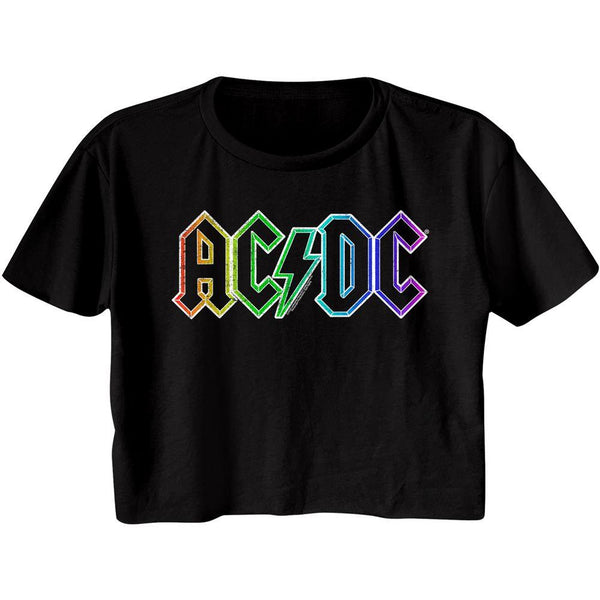 AC/DC - Rainbow Logo Womens Crop Tee - HYPER iCONiC