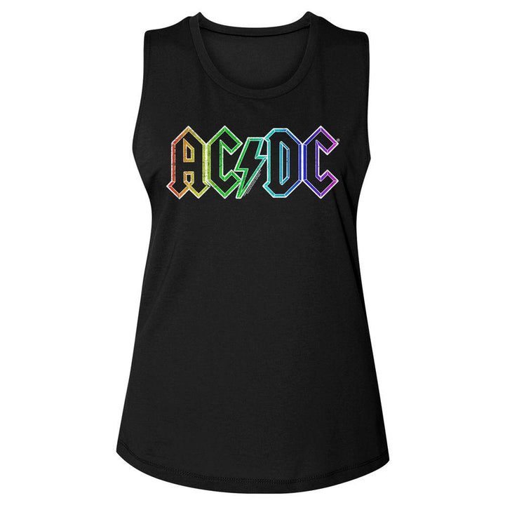 AC/DC - Rainbow Logo Womens Muscle Tank Top - HYPER iCONiC