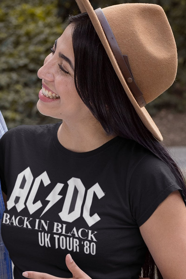 AC/DC - UK Tour Solid White Boyfriend Tee - HYPER iCONiC