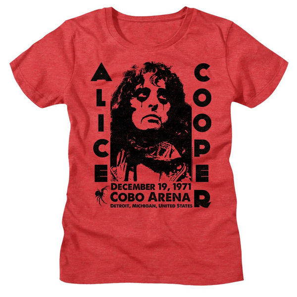 Alice Cooper - Cobo Arena 1971 Womens T-Shirt - HYPER iCONiC.