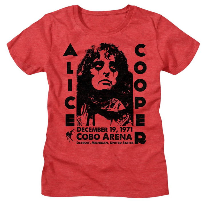 Alice Cooper - Cobo Arena 1971 Womens T-Shirt - HYPER iCONiC.