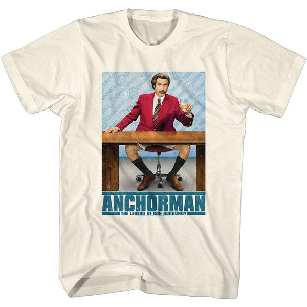 Anchorman Ron At Desk W/ Logo T-Shirt - HYPER iCONiC