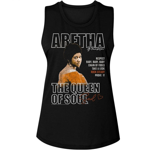 Aretha Franklin - Queen Of Soul Womens Muscle Tank Top - HYPER iCONiC.