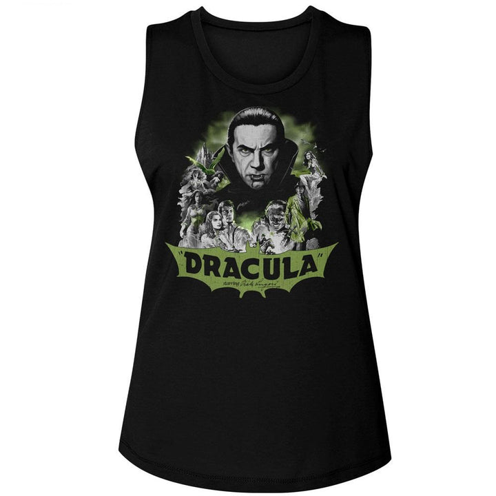 Bela Lugosi - BW Comic Art Womens Muscle Tank Top - HYPER iCONiC.