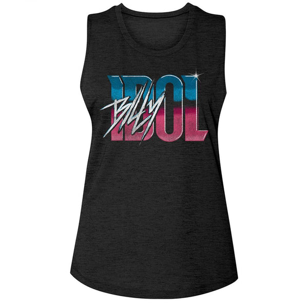 Billy Idol - Billy Idol Name Gradient Womens Slub T-Shirt - HYPER iCONiC.