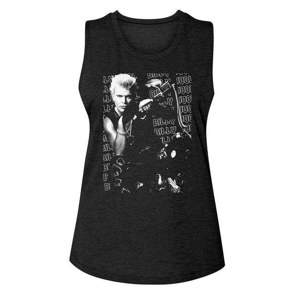 Billy Idol - Motorcycle Photo Womens Muscle Tank Top - HYPER iCONiC.