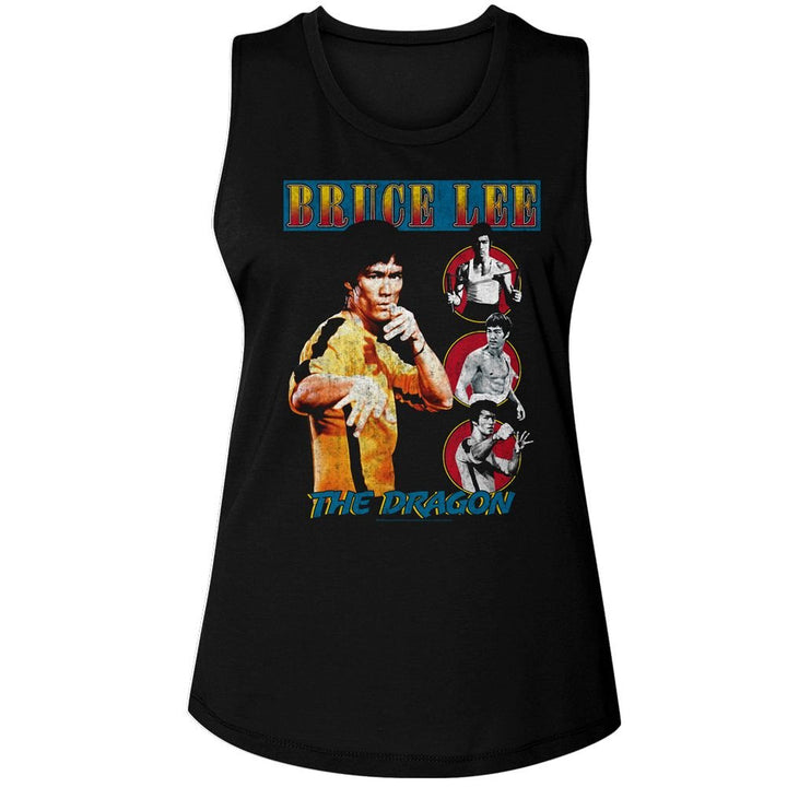 Bruce Lee - Comic Cover Style Womens Muscle Tank Top - HYPER iCONiC.