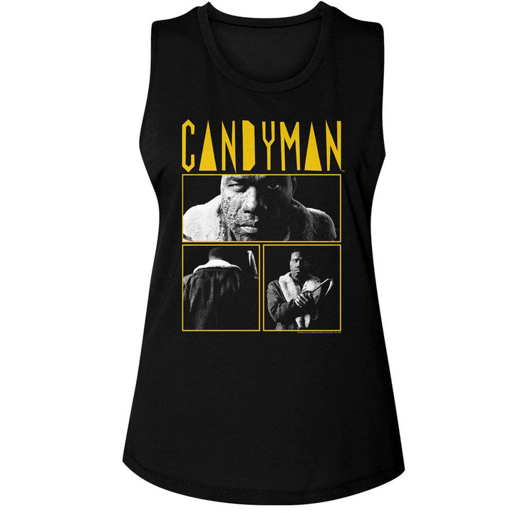 Candyman - 3 Photo And Logo Womens Muscle Tank Top - HYPER iCONiC.