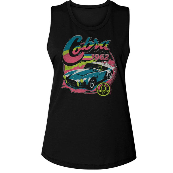 Carroll Shelby - Colorful 1962 Cobra Womens Muscle Tank Top - HYPER iCONiC.
