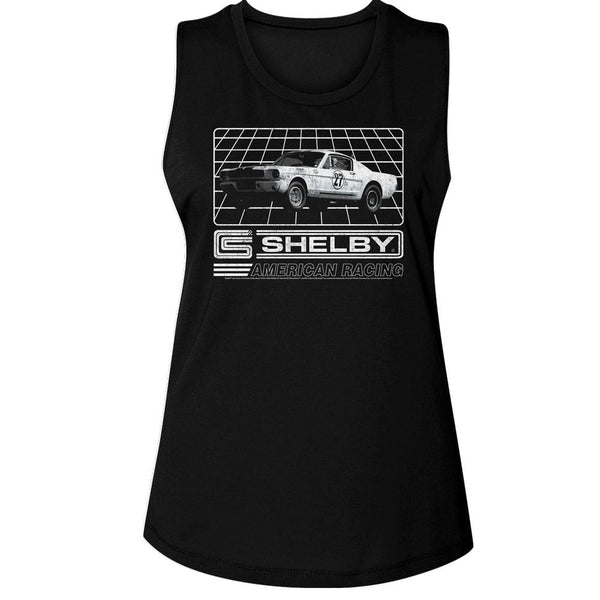 Carroll Shelby - Grid Womens Muscle Tank Top - HYPER iCONiC.