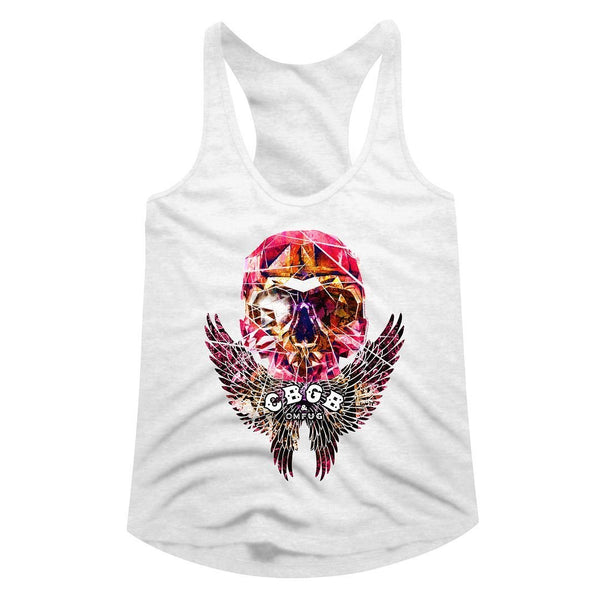 CBGB Faceted Skull Wings Womens Racerback Tank - HYPER iCONiC
