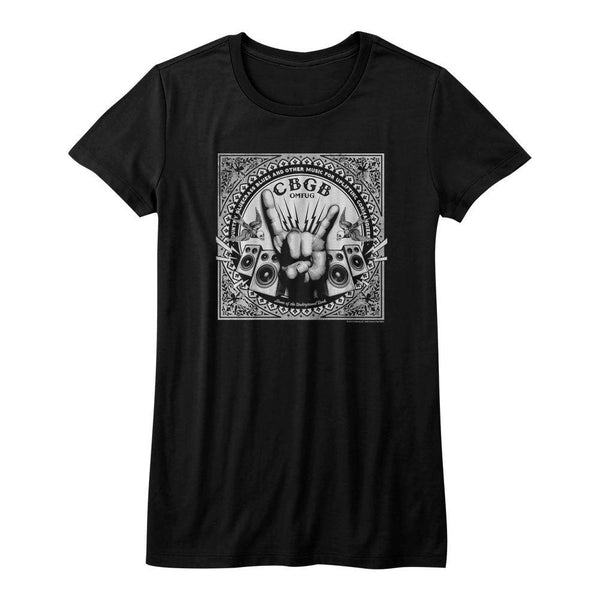 CBGB Rock Hand Womens T-Shirt - HYPER iCONiC