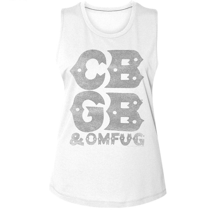 CBGB - Stacked Logo Womens Muscle Tank Top - HYPER iCONiC.