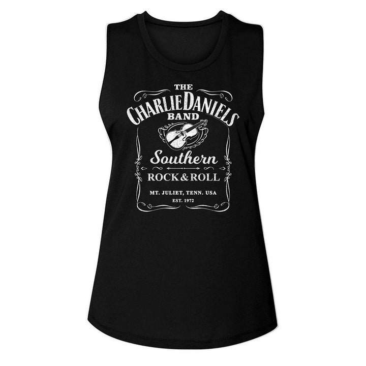 Charlie Daniels Band - CDB Label Womens Muscle Tank Top - HYPER iCONiC.