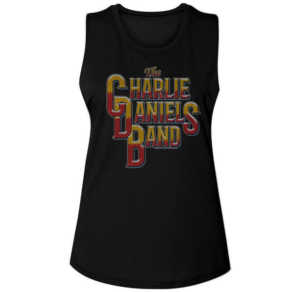 Charlie Daniels Band - CDB Vintage Style Logo Womens Muscle Tank Top - HYPER iCONiC.