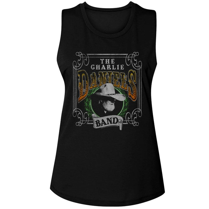 Charlie Daniels Band - CDB Yucca Leaves Womens Muscle Tank Top - HYPER iCONiC.