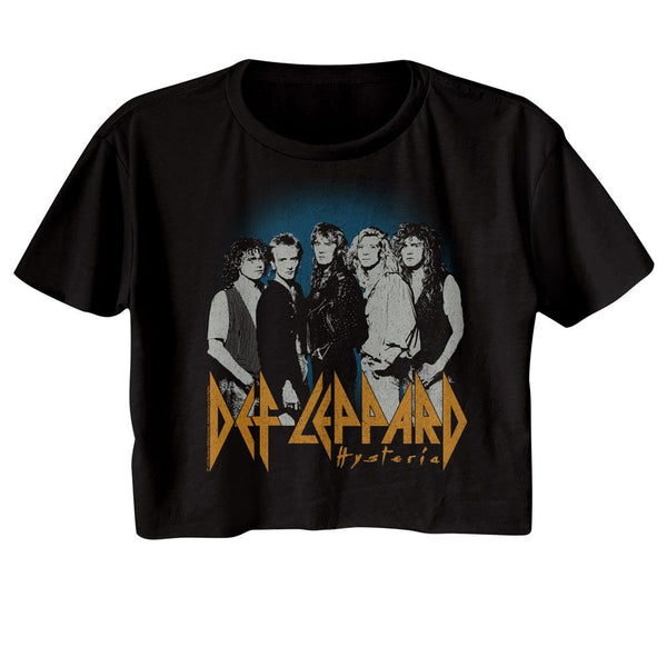 Def Leppard - Blue Fade Background Womens Crop Tee - HYPER iCONiC.