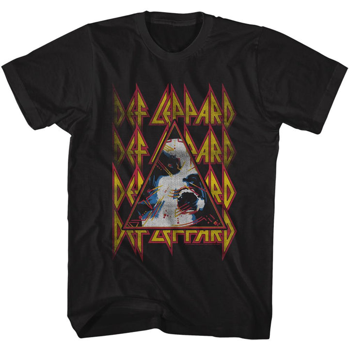 Def Leppard - Hysteria Face And Logos Boyfriend Tee - HYPER iCONiC.