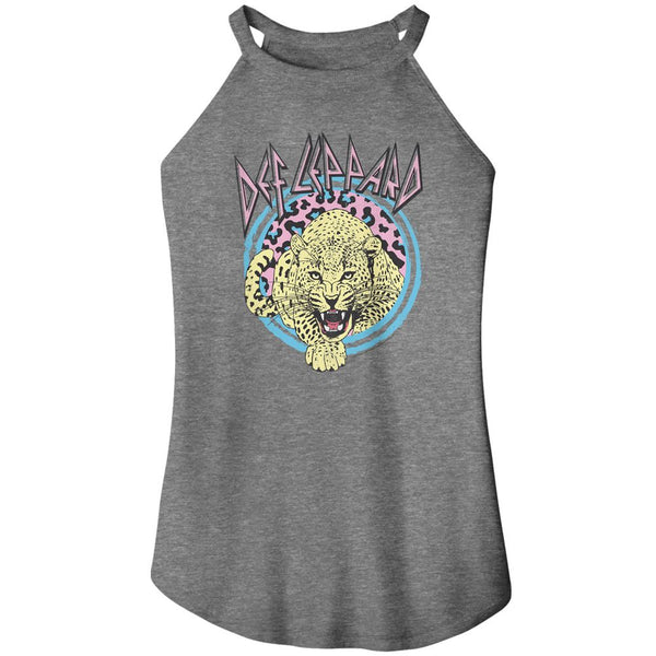 Def Leppard - Pastel Leopard Rocker Womens Rocker Tank Top - HYPER iCONiC.