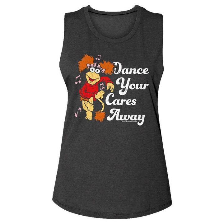 Fraggle Rock - Dance Your Cares Away Womens Muscle Tank Top - HYPER iCONiC.