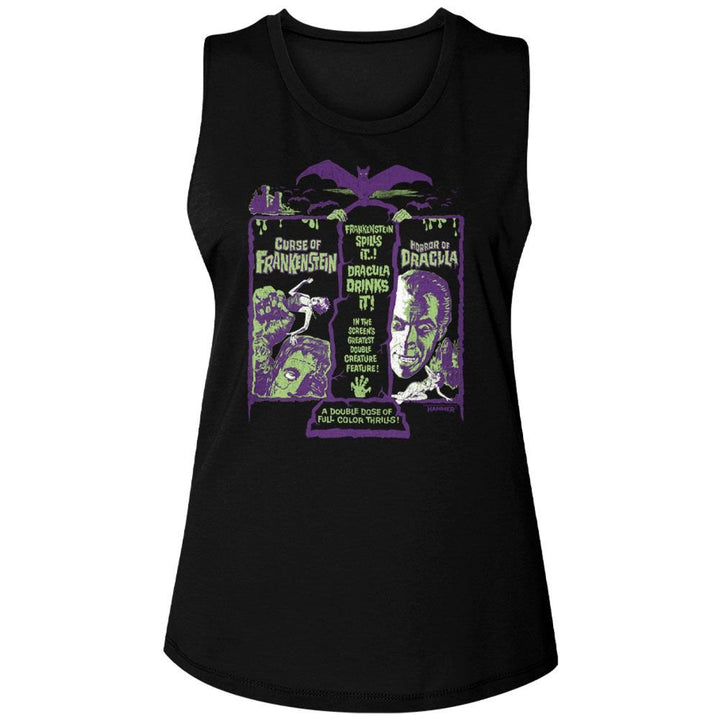 Hammer Horror - Franken Drac Recolor Womens Muscle Tank Top - HYPER iCONiC.