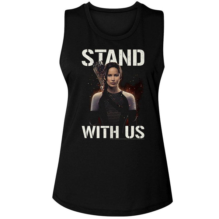 Hunger Games - Stand With Us Katniss Womens Muscle Tank Top - HYPER iCONiC.