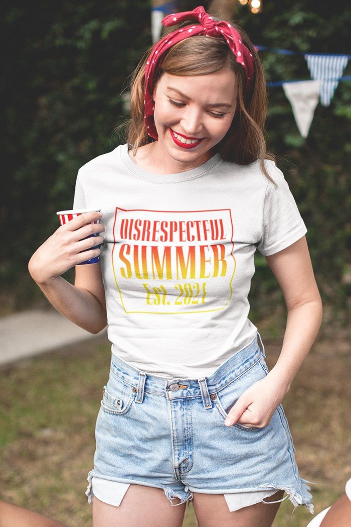 HYPER iCONiC™ Disrespectful Summer - Est 2021 (White) Boyfriend T-Shirt - HYPER iCONiC