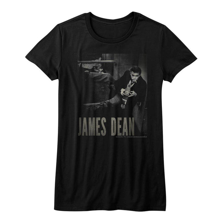 James Dean Camera Womens T-Shirt - HYPER iCONiC