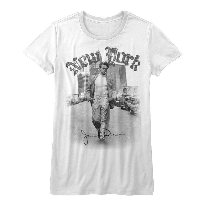 James Dean New York Walking Womens T-Shirt - HYPER iCONiC