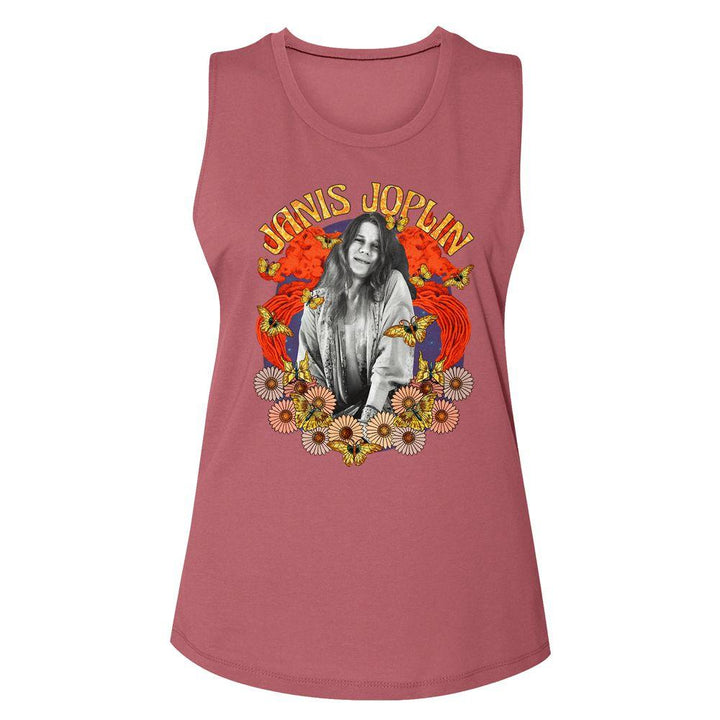 Janis Joplin Collage Womens Muscle Tank Top - HYPER iCONiC