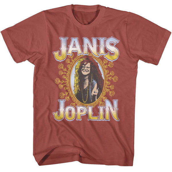 Janis Joplin - Floral Frame T-Shirt - HYPER iCONiC.
