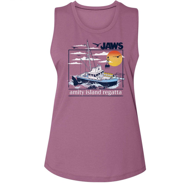 Jaws - Amity Island Regatta Muscle Womens Muscle Tank Top - HYPER iCONiC.