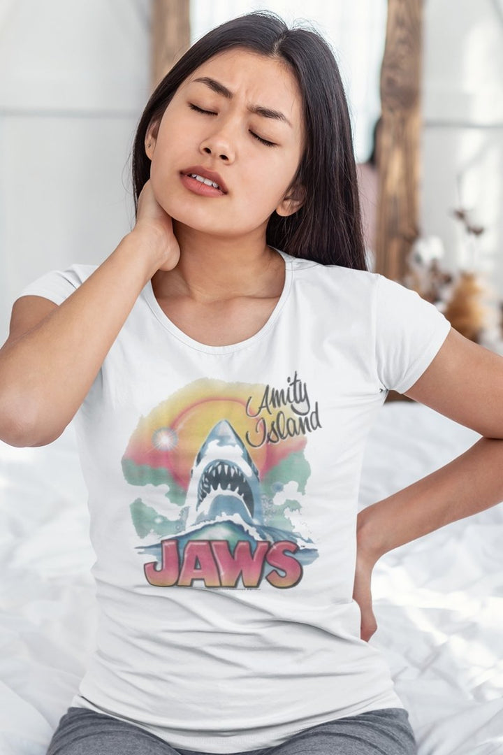 Jaws Beachy Airbrush Womens T-Shirt - HYPER iCONiC