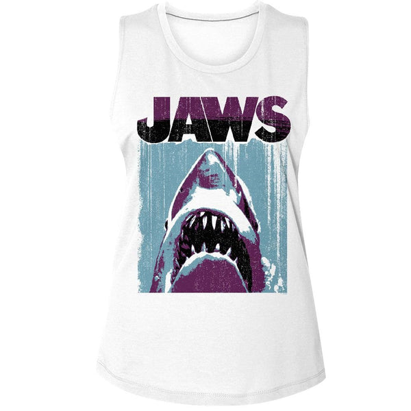 Jaws - Day Under Night Over Womens Muscle Tank Top - HYPER iCONiC.
