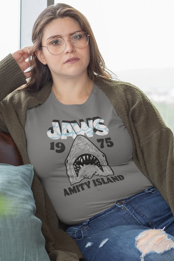 Jaws Gray Wht Boyfriend Tee - HYPER iCONiC
