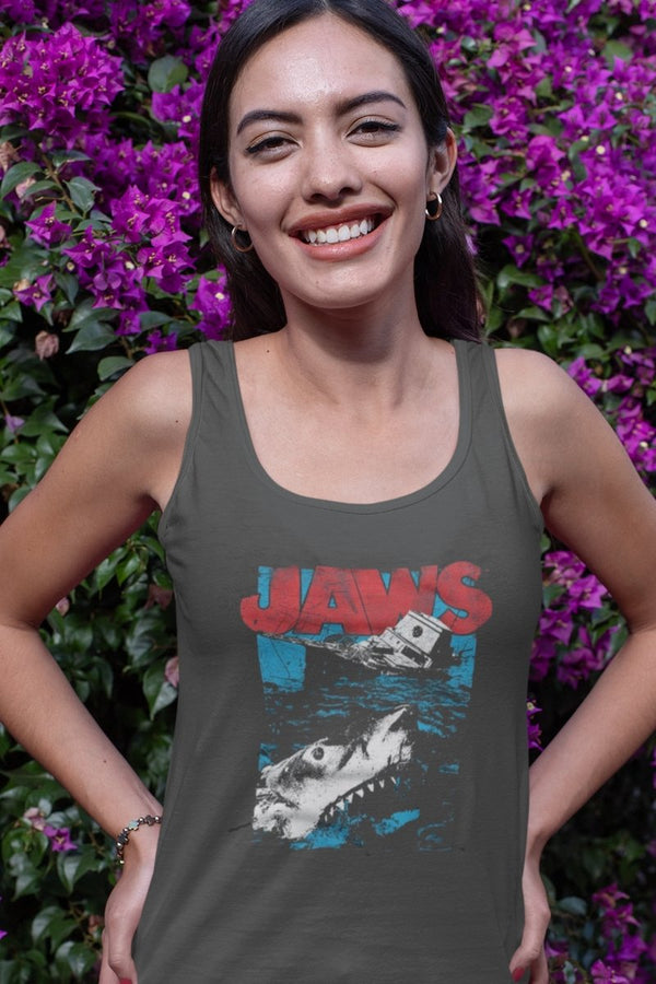 Jaws Great Wht Womens Racerback Tank - HYPER iCONiC