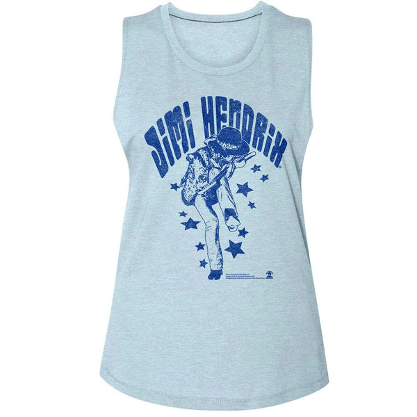 Jimi Hendrix - Name And Stars Womens Muscle Tank Top - HYPER iCONiC.