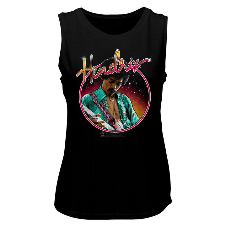 Jimi Hendrix Neon Womens Muscle Tank Top - HYPER iCONiC