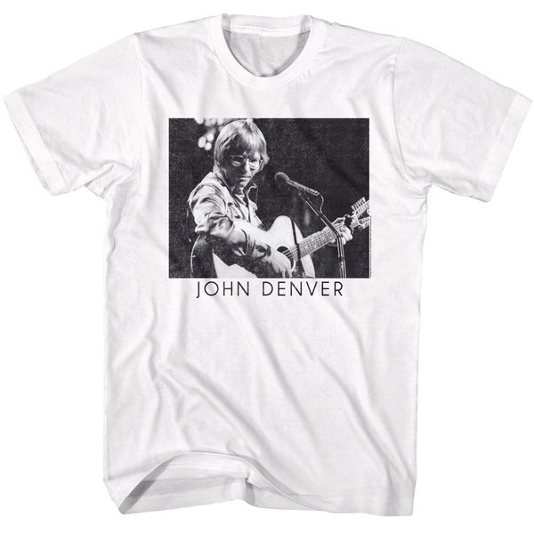 John Denver - Playing Guitar BW Boyfriend Tee - HYPER iCONiC.