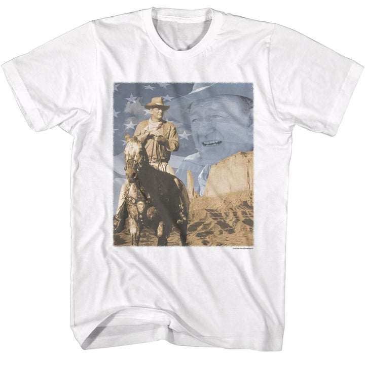 John Wayne - Flag And Horse T-Shirt - HYPER iCONiC.