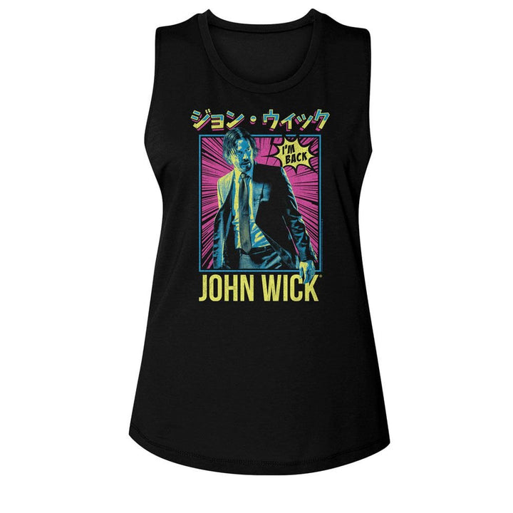 John Wick - Neon Manga Ish Womens Muscle Tank Top - HYPER iCONiC.