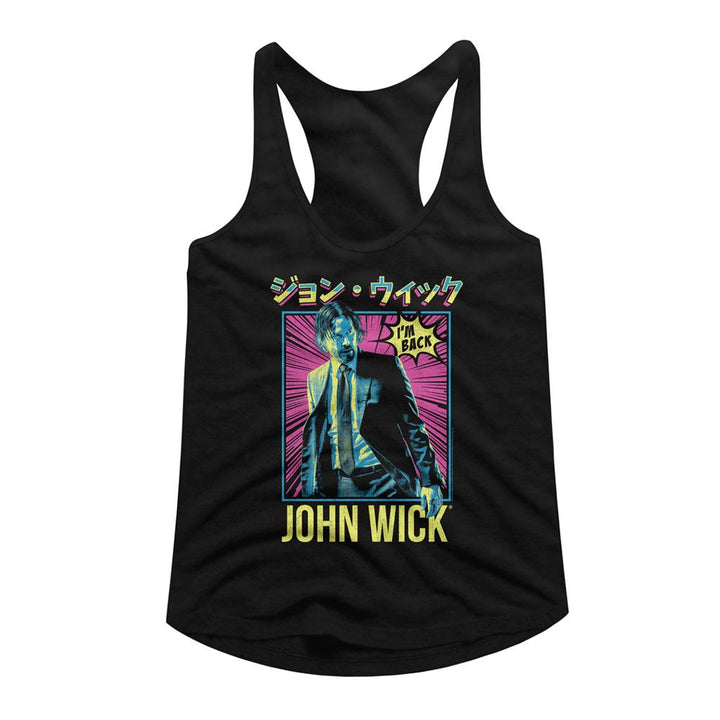 John Wick - Neon Manga Ish Womens Racerback Tank Top - HYPER iCONiC.