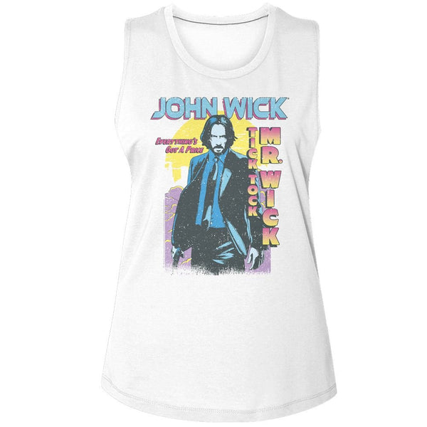 John Wick - Tick Tock Mr Wick Gradient Womens Muscle Tank Top - HYPER iCONiC.