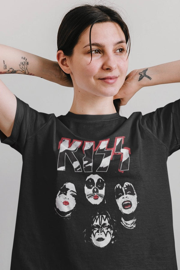 KISS Logo Faces Boyfriend Tee - HYPER iCONiC