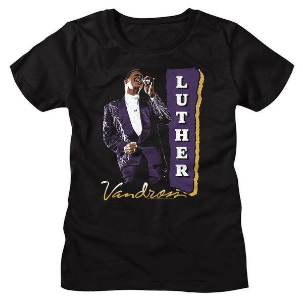 Luther Vandross - Purple Suit Womens T-Shirt - HYPER iCONiC.