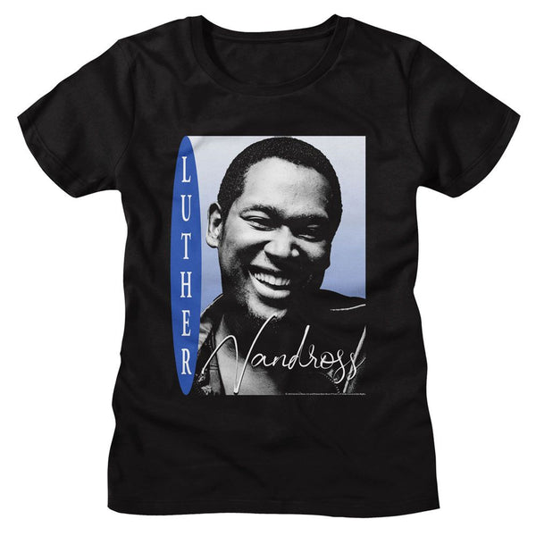 Luther Vandross - Smiling Photo Womens T-Shirt - HYPER iCONiC.