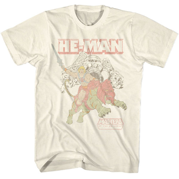 Masters Of The Universe - MOTU He Man And Battle Cat At Castle Grayskull T-Shirt - HYPER iCONiC.