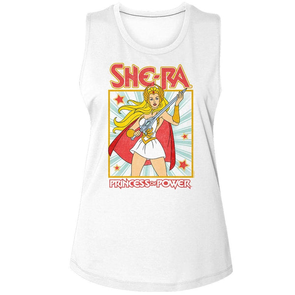 Masters Of The Universe - MOTU She Ra Square Womens Muscle Tank Top - HYPER iCONiC.